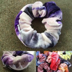 blixtlås-scrunchie lila-grå
