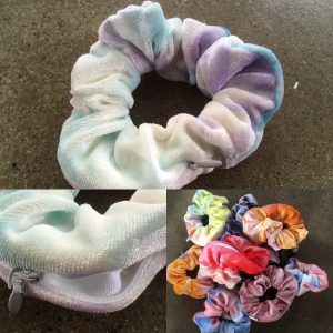 Blixtlås-scrunchie pastellregnbåge