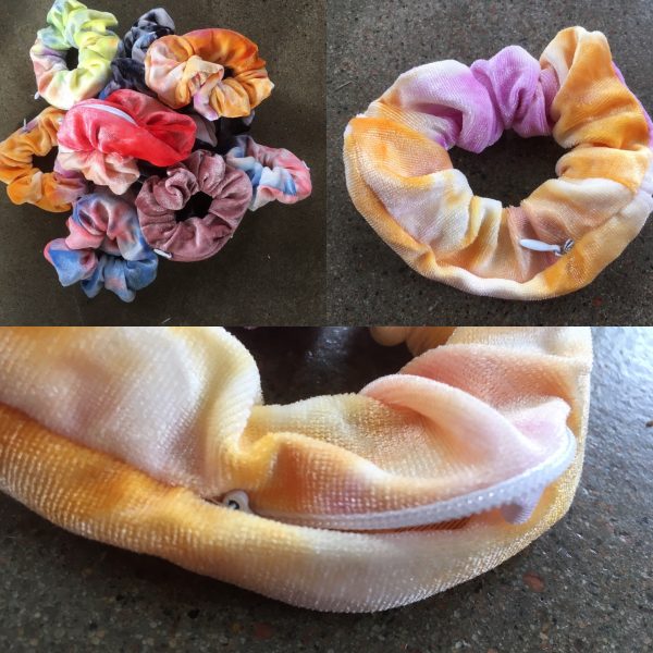Blixtlås-scrunchie orange-lila