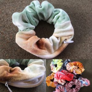 blixtlås-scrunchie brun-grön
