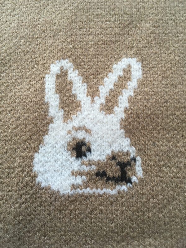 Kaninhalsduk , Beige med vit kanin - Bild 2