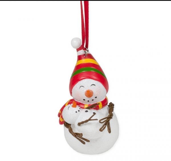 Hänge snögubbe med barn