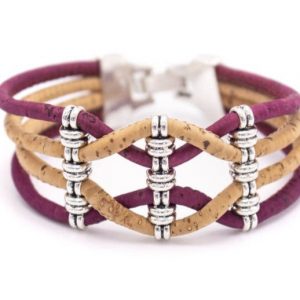 Korkarmband shikan vinröd