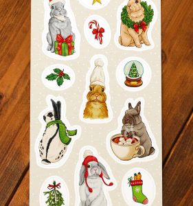 Julstickers kanin