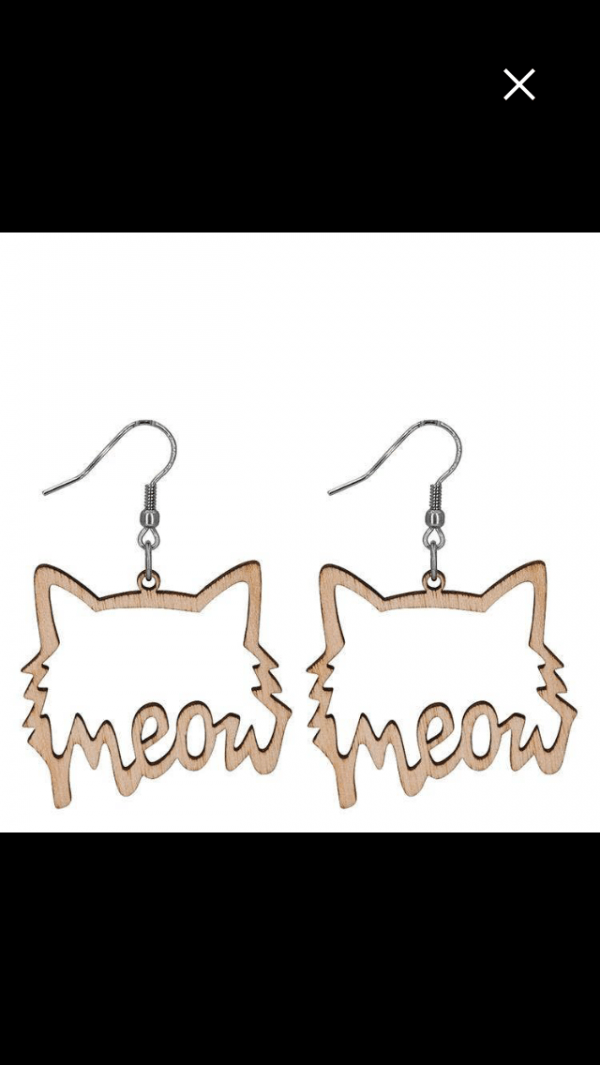 Träörhängen Meow