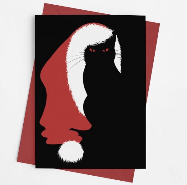 Black cat julkort